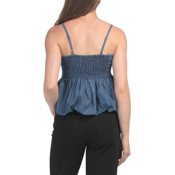 US TOGETHER denim Denim Bubble Top - Picture 2 of 2